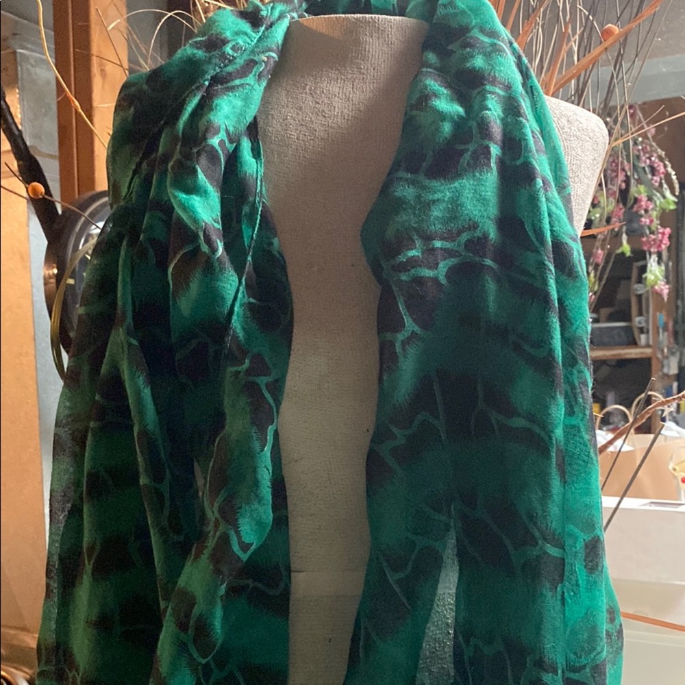 Green Animal Print Scarf
